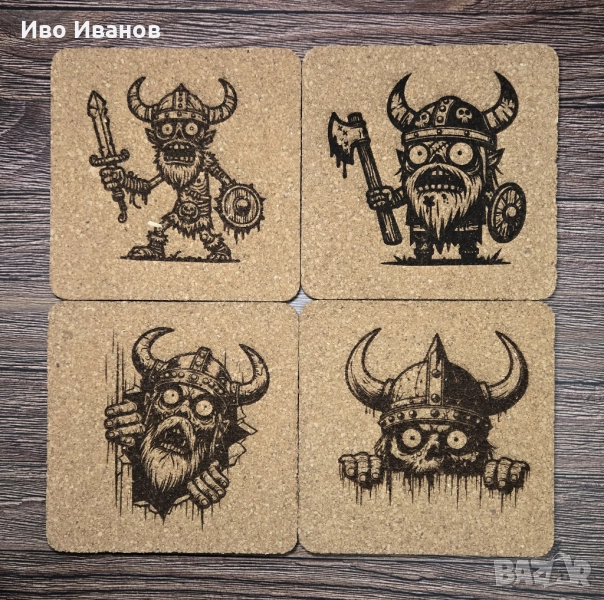 Комплект подложки за чаши (coaster) Викинги, снимка 1