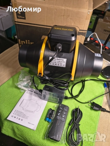 Вентилатор за изсмукване на въздух 100 мм с дистанционно управление, 367 м³/ч, за отглеждане , снимка 2 - Вентилатори - 52921120