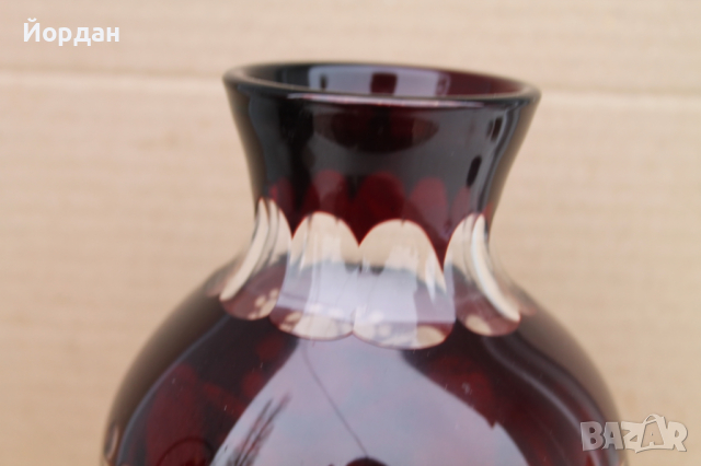 Чешка ваза  кристал Бохемия, снимка 2 - Антикварни и старинни предмети - 44558588