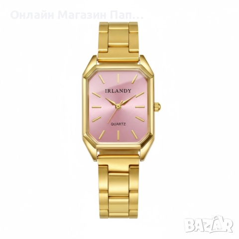 Дамски кварцов часовник IRLANDY – правоъгълен корпус, стоманена верижка, сребрист или златист, снимка 4 - Дамски - 52349028