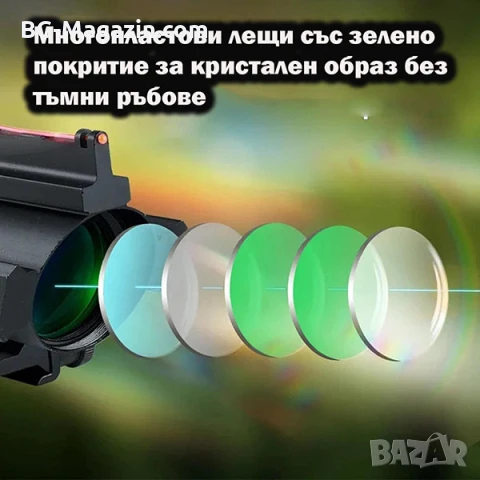 Тактически оптически прицел 4X32 мерник бързомер за въздушна пушка еърсофт оръжие фибро влакно, снимка 2 - Оборудване и аксесоари за оръжия - 51051083
