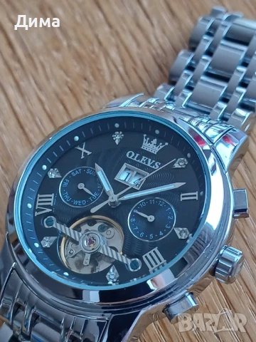 Olevs Автоматичен Мъжки Часовник, Хронограф,Скелет,HDСветещ,3 АТМ, Прозрачен гръб, Мултифункциионал, снимка 5 - Мъжки - 51067503