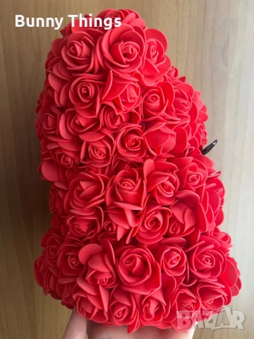 Мече от рози в кутия/Подарък за жена/ Подарък за Свети Валентин/Подарък за рожден ден/Деня на жената, снимка 5 - Подаръци за жени - 53407501