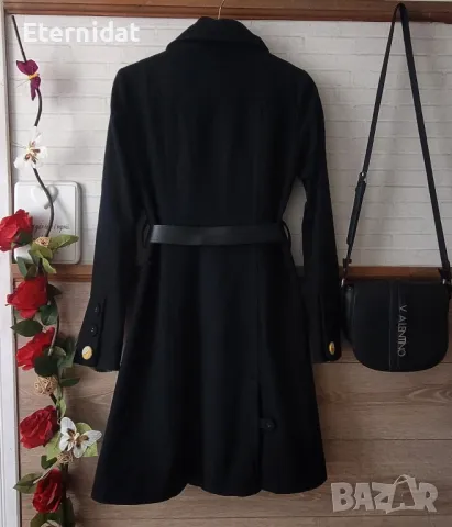 Черно палто вълна OBJECT , снимка 2 - Палта, манта - 49037212