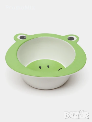 Детски комплект за хранене Bamboo Fibre kids set Frog 5 броя прибори за хранене Жаба, снимка 4 - Прибори за хранене, готвене и сервиране - 51203441