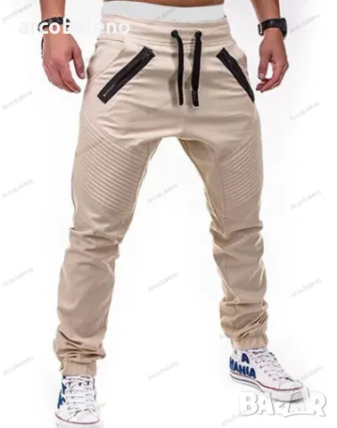Широки мъжки ежедневни панталони с шнур в контрастен цвят, 6цвята, снимка 9 - Панталони - 40340908
