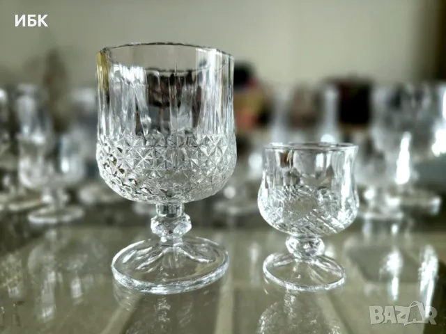 Нови! Комплект кристални чаши за вино и уиски или ракия