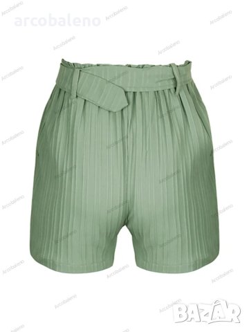 Малки свежи дамски зелени плисирани къси панталони, снимка 8 - Къси панталони и бермуди - 41245232