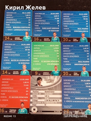 Колекционерски картички на футболисти ЮЛИАН ДРАХСЛЕР, АНДРЕ ШУРЛЕ,ТОНИ КРООС 51027, снимка 9 - Колекции - 51703537