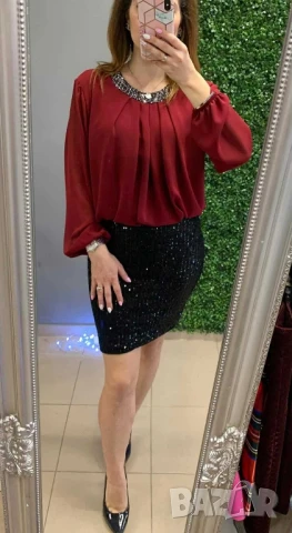 къса пайетена пола 