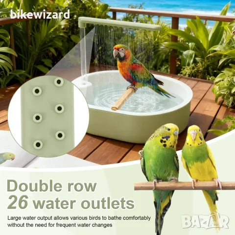 Птича вана Bird Shower с USB захранване за вълнисти папагали и малки папагали НОВО, снимка 2 - Папагали - 55892852