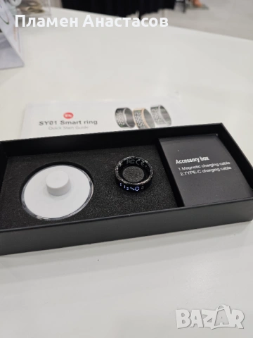 Смарт пръстен с LED дисплей – фитнес и здравен тракер, пулс, SpO₂, сън, IP68, черен (размер 12), снимка 7 - Смарт гривни - 53281099