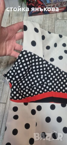  дамска рокля на точки бяло черно червено, снимка 4 - Рокли - 50589655