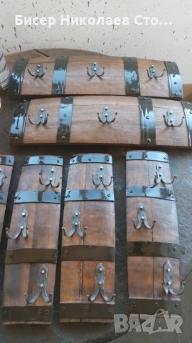 Стенни закачалки изработени от автентични реставрирани бъчви с ръчно ковани куки , снимка 9 - Декорация за дома - 43928059