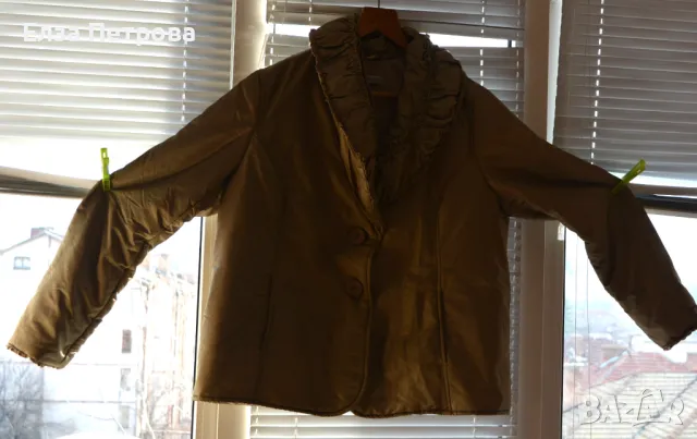 Дамско есенно /зимно шушляково яке цвят старо злато; 4XL÷5XL, снимка 3 - Якета - 43618144