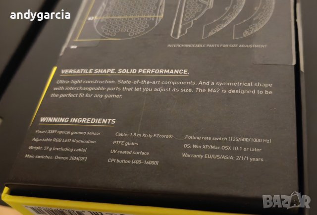  Xtrfy M42 Black оптична геймърска мишка RGB, Черен , снимка 6 - Клавиатури и мишки - 40428461