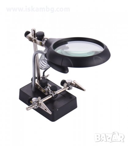 НАСТОЛНА ЛУПА С LED ЛАМПА, ТРЕТА РЪКА, 220VAC, 22W, УВЕЛИЧЕНИЕ 2.5X - код 16129