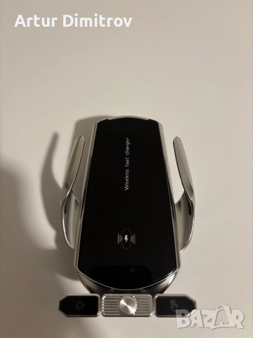 Автомобилна стойка с безжично зареждане (Wireless Charger) – с подпаръци, снимка 2 - Аксесоари и консумативи - 52672800