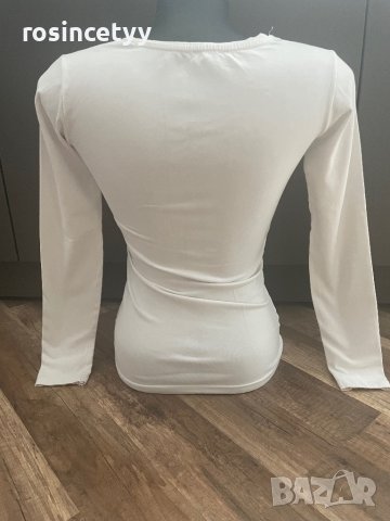 бяла блузка с камъни, снимка 4 - Блузи с дълъг ръкав и пуловери - 36164215