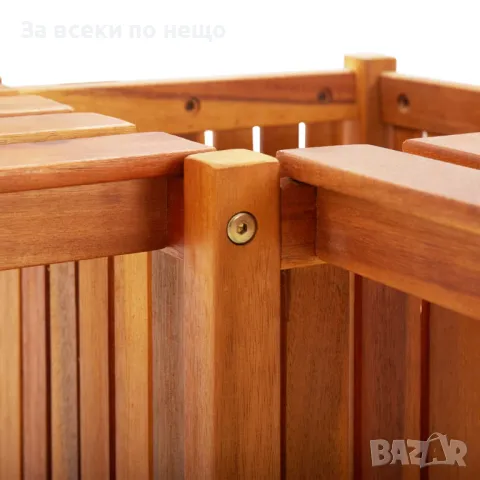 Градинска ъглова пейка с плантер, 117x117x40 cм, акация масив Код P70, снимка 6 - Градински мебели, декорация  - 49146030