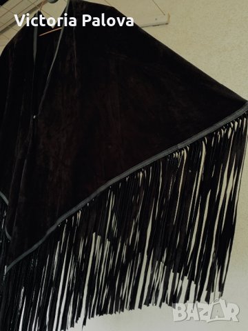 Луксозно кожено тънко яке-наметало с ресни STELLA-NOVA Дания, снимка 6 - Якета - 36027752