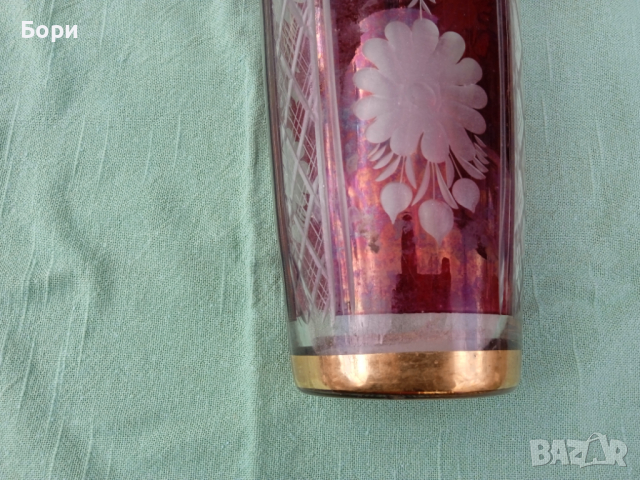 Стара стъклена ваза, снимка 2 - Вази - 36132261