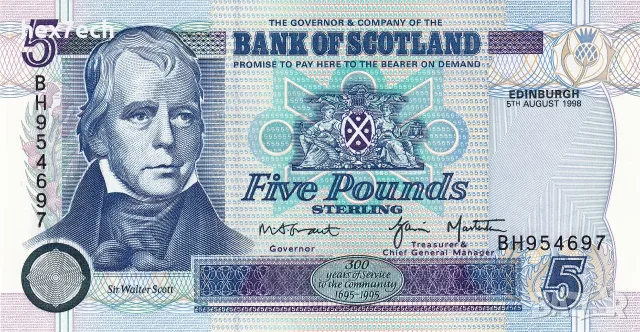 ⭐ Шотландия 1998 5 паунда UNC нова ⭐, снимка 2 - Нумизматика и бонистика - 55866644