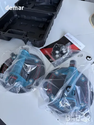 Вендузи за стъкло, комплект от 2 броя с метална дръжка, 20 см, товароносимост 220 кг, сини, снимка 8 - Други стоки за дома - 49990911