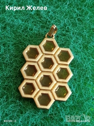 Дизайнерско сребърно колие ZOLOTAS с позлата пчелна пита ювелирна изработка 48643