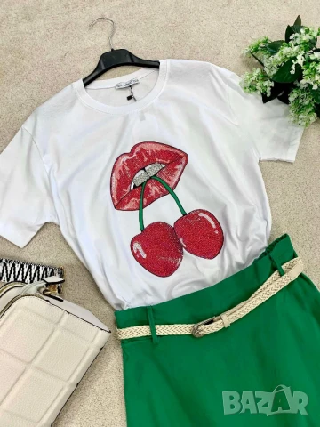 овърсайз тениска с череши, снимка 2 - Тениски - 50871468