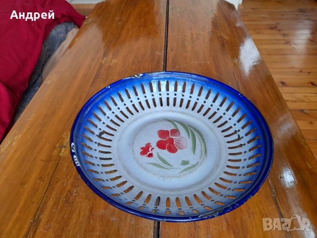 Стара емайлирана чиния,фруктиера #2, снимка 2 - Антикварни и старинни предмети - 34580680