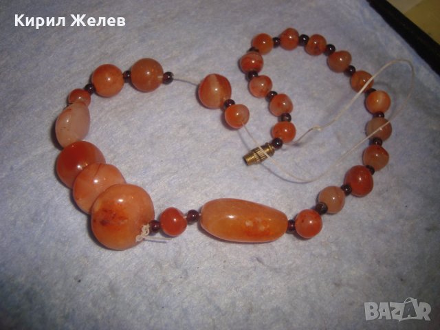 СТАР РЕТРО АРТ ГЕРДАН от НАТУРАЛН ШЛИФОВАН ХЕЛЦЕДОН КОЛИЕ ОГЪРЛИЦА 18927