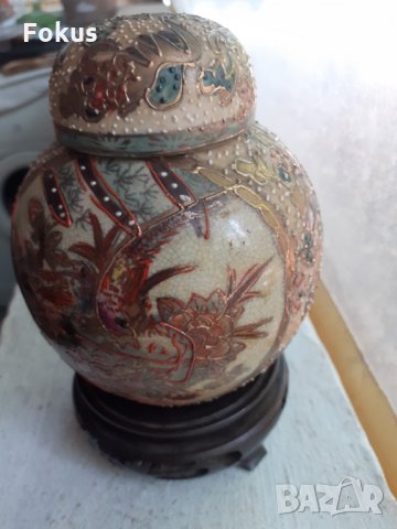 Уникална стара ваза Сатцума, снимка 7 - Антикварни и старинни предмети - 34348709