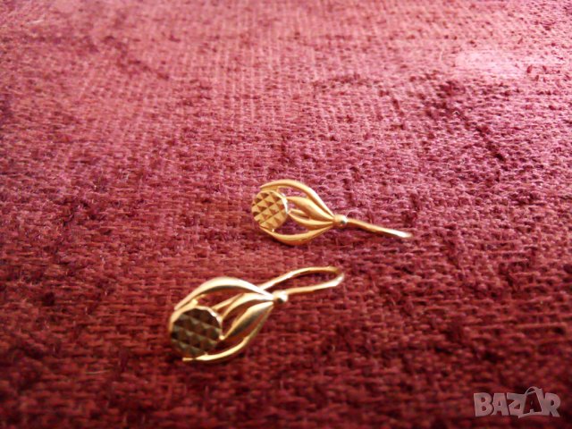 Антикварни руски златни обеци  лалета 583 /звезда, сърп и чук/, снимка 6 - Обеци - 33733031