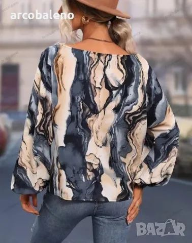 Дамска ризка с балонен ръкав с едно рамо, 7цвята, снимка 11 - Ризи - 40171643