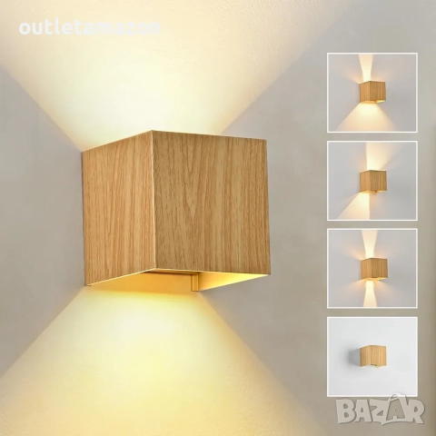 Doughelec LED стенна лампа, външна/вътрешна, 6 W, дърво, водоустойчива 