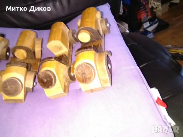 Дървена кола винтидж за украса 195х65мм и Н-73мм-4 броя, снимка 3 - Колекции - 47358161