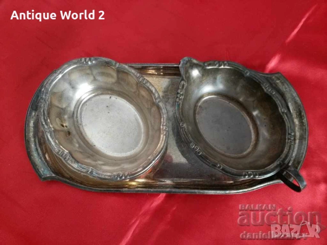 Стар ПОСРЕБРЕН АРТ ДЕКО Сет за Сосове, снимка 2 - Антикварни и старинни предмети - 53231153