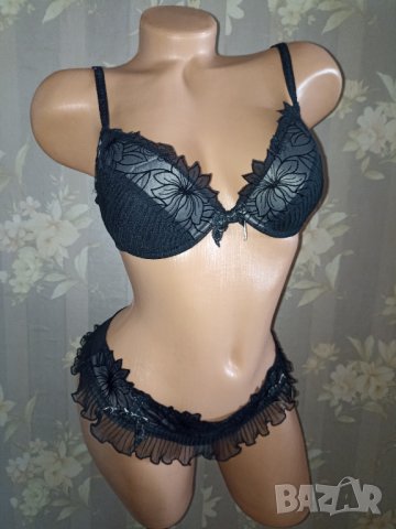 Sexy lingerie -75 C /M,- Луксозен комплект сутиен с твърди чашки с банел и бикини 