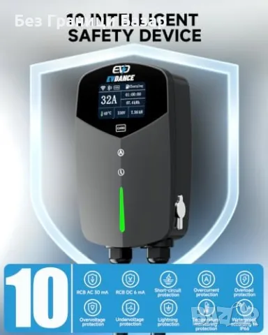 Нова EVDANCE зарядна станция Type 2 7.4kW 32A WiFi Bluetooth 6.5м кабел EV зарядно кола, снимка 6 - Аксесоари и консумативи - 55959473