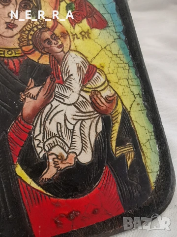 Икона на Богородица с младенеца върху дърво, снимка 2 - Икони - 53426088