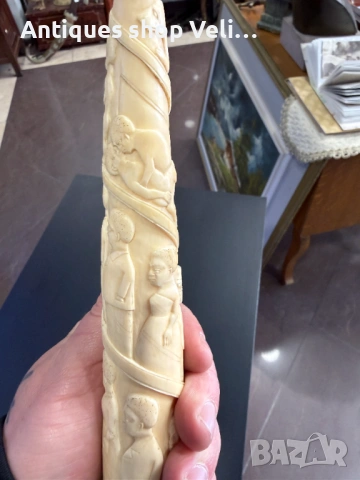 Резбована африканска скулптура от кост №7940, снимка 2 - Други ценни предмети - 53810133
