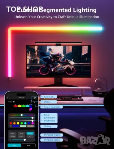 Интелигентна стенна лампа Lepro WL1, синхронизация, 6 бр. с 2 ъгъла, снимка 2 - Лед осветление - 49971279