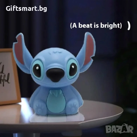 Силиконова, детска лампа Stitch, 14x16см, USB зареждане, Вградена батерия, снимка 5 - Настолни лампи - 51746107