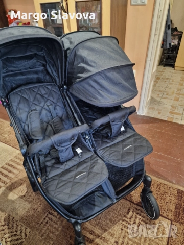 Количка за близнаци Kikka Boo Happy 2 Black 2023, снимка 5 - Детски колички - 52600278