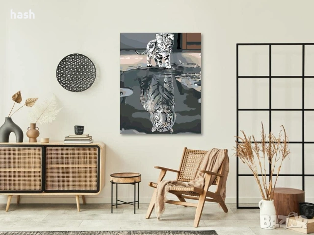 ZUTY 1056181 Картина по номера Коте или Тигър 40 x 50 см с рамка за носене (предварително опъната), снимка 2 - Картини - 53296579