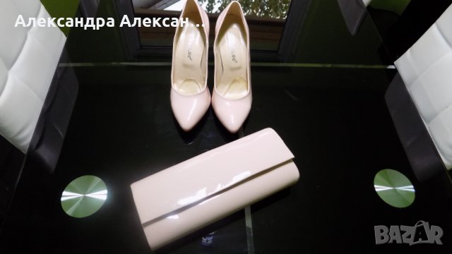 Елегантен дамски комплект обувки плюс чанта от еко кожа, снимка 6 - Дамски обувки на ток - 34500480