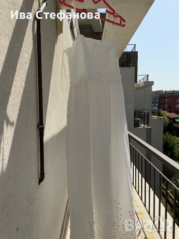 Нова бяла лятна парти коктейлна  елегантна дълга рокля декорация 3D 3Д  Reserved памук полиестер , снимка 10 - Рокли - 41550359