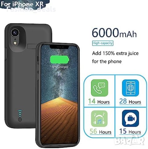 Нов калъф батерия за смартфон iPhone XR, 6000mAh Айфон , снимка 3 - Калъфи, кейсове - 42017561