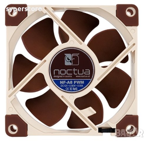 Вентилатор за компютър 80x80x25mm Noctua NF-A8-PWM SSO2 Bearing 4-pin PWM 2200RPM 12V, снимка 3 - Други - 40422075